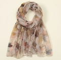 Abstract watercolor flower scarf in brown pink and grey lightweight sheer fabric - Brown Pink Grey Abstract