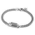 Pulsera de cadena barbada de acero inoxidable plateado con conector de resorte único - Color Acero
