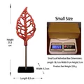 Modern red hollow leaf resin ornament with black base and its packaging dimensions - Small / Burgundy