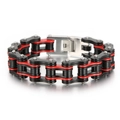 Hip-Hop-Style Armband in Rot und Schwarz aus Edelstahl für Herren im Biker-Look - Rot Schwarz (KB44591-D) / 22cm