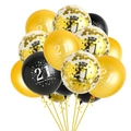 21st birthday balloon set with gold and black metallic balloons and gold sequin confetti - 21 Years Old