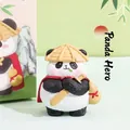 Exquisite Panda Hero resin ornament in martial arts style with red cape and bamboo hat - Kung Fu Panda Hero / Color Box