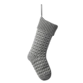 Classic light grey knitted Christmas stocking with thick yarn weave and hanging loop - Silver Grey