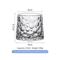 Textured 270ml spinning whisky glass with dimensions 8x9x8.7cm on white background - Transparent Bubble Pattern