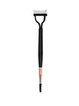 Dual-ended eyelash comb and brush tool with rose gold accents and fine metal teeth - Double Head Steel Tooth Comb and Eyebrow Brush Style / Black