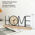 Reloj creativo HOME de metal negro con base de madera para decoración de mesa - Hogar / Negro