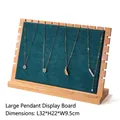 Large dark green velvet necklace display stand with natural bamboo wood base 32x22cm - XL Dark Green Velvet Board