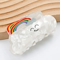 Pinza per capelli a nuvola bianco perlato con arcobaleno e faccina sorridente - Arcobaleno Nuvola