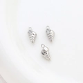Macro detail of silver conch charms with sparkling zircon inlay for jewelry making - 8# Silver Conch