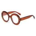Oversize runde braune transparente Brille mit stilvollen goldenen Nietendetails - Braun