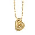 Collana con pendente lettera B dorata con zirconi bianchi stile hip-hop trendy - Oro - Lettera B