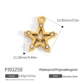Gold stainless steel star pendant with clear stones, 12.85mm waterproof charm - Gold Rhinestone Star Pendant PJ93258