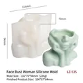 Silicone blindfolded girl mold for DIY candle making with dimensions and weights shown - European Bust Portrait LZ-535