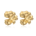 Élégantes boucles d'oreilles nœud plaquées or 18 carats au design de feuille vintage - Style Floral Plissé Irrégulier (CE00241YS)