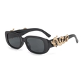 Close-up of golden dragon metal carving on black oval punk sunglasses temples - Handmade Items Ship In 3-4 Days / Black Frame Gray Gold Dragon