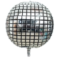 Silver 22-inch disco ball balloon with metallic mirror finish and sparkling star pattern - 32 inch / Silver