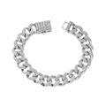Iced out silver Cuban link bracelet for men featuring sparkling pavé crystal rhinestones - 8 Inch (20cm) Bracelet / Silver