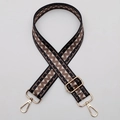 Adjustable canvas shoulder strap with brown and black geometric wave patterns and gold buckles - No. 598 (Zigzag Wave) / Gold