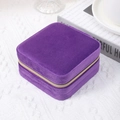 Square purple velvet jewelry box with golden zipper closure for elegant storage - Zipper Style - Deep Purple Velvet