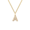 14K gold plated stainless steel necklace featuring a crystal paved letter A pendant - Letter A-14K Gold