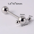 Stainless steel barbell tongue ring variant featuring a 1.6*16*6mm size specification - 1.6mm / Ball-Steel