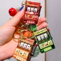 Creative mini fruit machine keychain in metallic red gold and green with colorful bell - Bbq Beer Party Series Silver Buckle Bell / 50 Batches