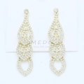 Luxury gold-plated multi-layer teardrop tassel earrings with sparkling white rhinestones - Gold