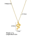 Collier pendentif serpent en acier inoxydable doré 18 carats avec texture d'écailles - Yyn023155