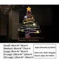 Static Christmas tree window sticker with colorful star design and Merry Christmas text - Colorful Line Star Christmas Tree / Small