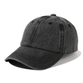 Classic charcoal washed cotton denim baseball cap with a vintage distressed finish - Adjustable / Black