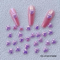 Detail of 8x8mm aurora heart nail charms with purple-pink shimmer and sample display - YD-374# (Aurora Purple)