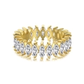 Elegance S925 sterling silver gold plated ring with marquise-cut marquise stones - US 7 / Marquise Cut Gold Style (DY120049-S-G-WH)