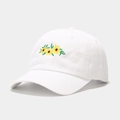 White cotton baseball cap with sunflower embroidery and curved brim in classic style - M (56-58cm) / White
