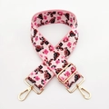 Détail de broderie sur bandoulière large rose réglable au style ethnique jacquard - No.13 Fleur Rouge Rose Blanche