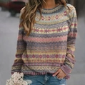 Jersey de punto para mujer con coloridos patrones florales 3D y diseño bohemio - S / Tops / Caqui
