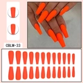 Unghie finte lunghe a bara arancione neon opaco, set da 24 pezzi con guida alle taglie - Arancione Neon (CBLM-33)