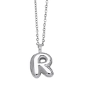 Polished silver English letter R pendant necklace with sleek NK chain for women - Letter R