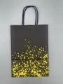 Black paper gift bag with golden foil dots and twisted rope handles for parties - Black / Bottom Dots / Gold