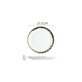 White ceramic plate with gold rim and radial texture, 21.5cm diameter dinnerware - 9-inch Silk Rim Chrysanthemum Plate