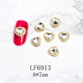 Detalle de cristales para uñas en forma de corazón con borde dorado, 8x7mm LF6913 - Marco Dorado-Corazón-Claro(6913)