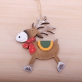 Festive wooden reindeer ornament with red scarf and snow effect for Christmas tree decor - Running Deer with Red Scarf