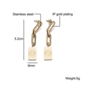 Golden stainless steel drop earrings featuring sunburst rectangle charms and IP gold plating - Sunburst Rectangle Pendant Style (E00350G)