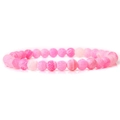 Charming 6mm pink natural stone beaded bracelet with glossy crackle texture and elastic cord - Rose Red Weathered