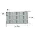 Gray flocked jewelry display tray with 18 compartments for bracelet organization - Flocked Plastic / Grey 18-Slot Tray (34.5x20cm)