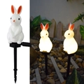 Solar powered garden stake light with a cute white rabbit model design for outdoor lawn decor - Plastic Rabbit Stake (White)
