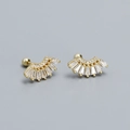 Orecchini piercing a ventaglio in argento s925 dorato con brillanti zirconi rettangolari - Argento 925 / Oro