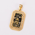 Nahaufnahme der goldenen Edelstahl-Tarot-Anhänger mit Emaille und glänzenden Kristallen - Heiligenfigur Muster (Stil 3)
