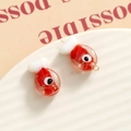Cute red and white 3D resin fish charms for DIY jewelry making and bracelet pendants - 3D Color Matching Fish / Transparent Red and White