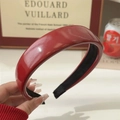 Glossy red wide headband in elegant faux leather for a vintage high crown hair style - Red 3cm Wide