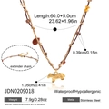 Detail der 18K vergoldeten Edelstahlkette mit Pferdepfoten-Anhänger und bunten Perlen - Pferd Anhänger Stil (JDN0209018-PROMO)